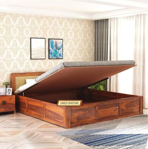 GARGHANDICRAFTS Sheesham Wood Bed/Cot Bed/Palang For Bed Room/Home/Hotel Solid Wood Queen Hydraulic Bed