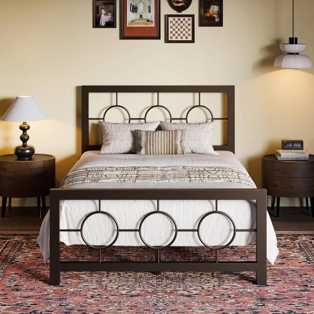 ADORN MART Metal Platform Bed with Headboard and Footboard, Heavy Duty Mattress. Metal King Bed