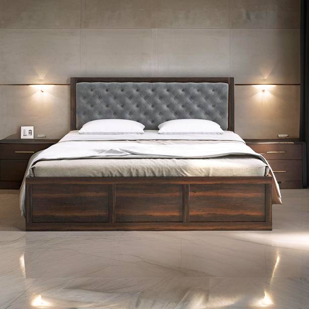 DriftingWood Dolvi King Size Bed With Storage | Wooden Double Bed Cot Bed with Box Storage Solid Wood King Box Bed