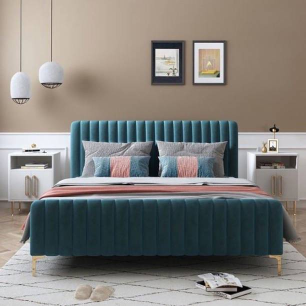 Wakeup India Trevinox Upholstered Bed | Suede Fabric Bed Without Storage | 78x60 Inch Engineered Wood Queen Bed
