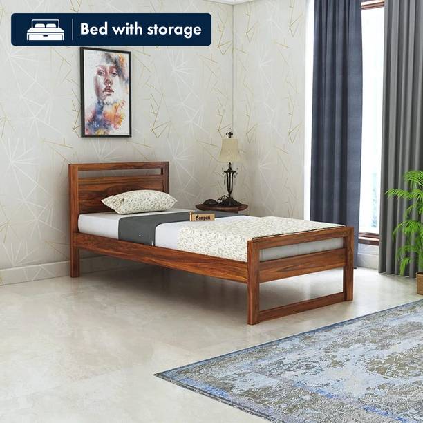 Ganpati Arts Sheesham Wood Rio Bed/Wooden Single Cot For Home/Without Storage Single Bed Solid Wood Single Bed, 203.2 cm x 96.52 cm (6.67 ft x 3.17 ft)