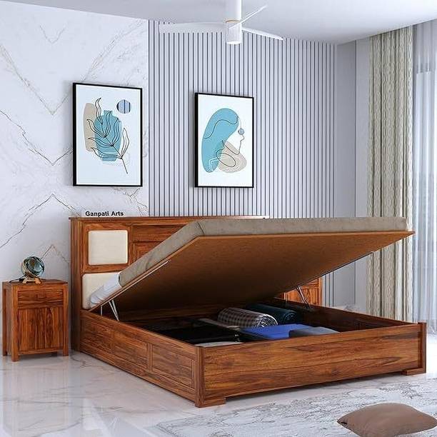 Ganpati Arts Maharaja Solid Sheesham Wood Queen Size Bed/ 1Year Warranty Solid Wood Queen Hydraulic Bed