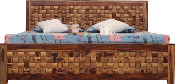 Sheesham Craft Nivora King Size(72"x78") Without Storage,12-Month Warranty,Natural Colour Solid Wood King Bed
