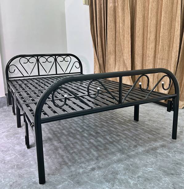 Sahni Portable furniture double metal folding bed for sleeping (6by4ft, powder coated) Metal Double Bed