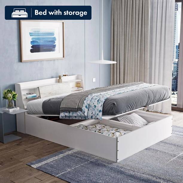 Wakefit Castor Engineered Wood Queen Hydraulic Bed, 223 cm x 160 cm (7.32 ft x 5.25 ft)