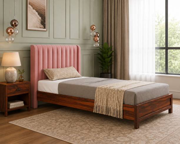 CRIGE Crige Furniture Solid Wood Single Size Bed With Headboard Solid Wood Single Bed, 187.96 cm x 96.52 cm (6.17 ft x 3.17 ft)