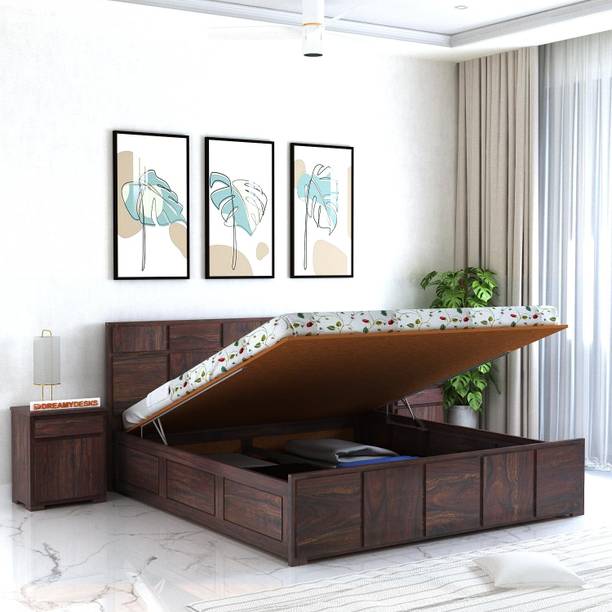 Dreamydesks Sheesham Wood King Size Bed with Hydraulic Storage Solid Wood King Hydraulic Bed