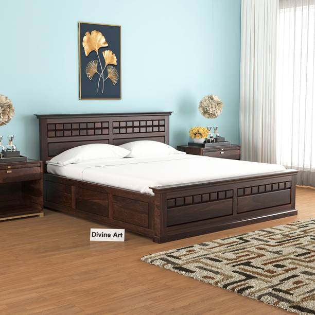 Divine Arts Solid Sheesham Wood Queen Size For Bedroom/ Hotel | Solid Wood Queen Box Bed Solid Wood Queen Box Bed