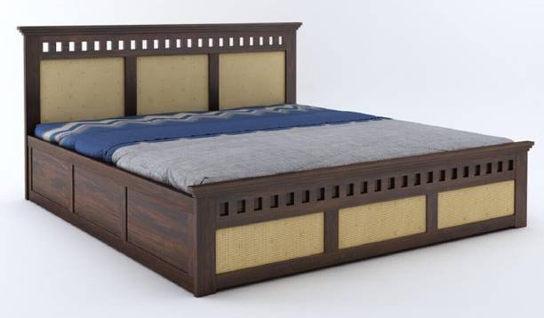 SAVITRIDECOR solid wood Bed/Cot Bed/Palang For Bedroom/Home/Hotel Solid Wood Queen Hydraulic Bed