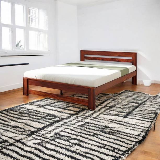 Rodiwal Kaimbe Queen Size Solid Sheesham Wood Bed Without Storage Solid Wood Queen Bed