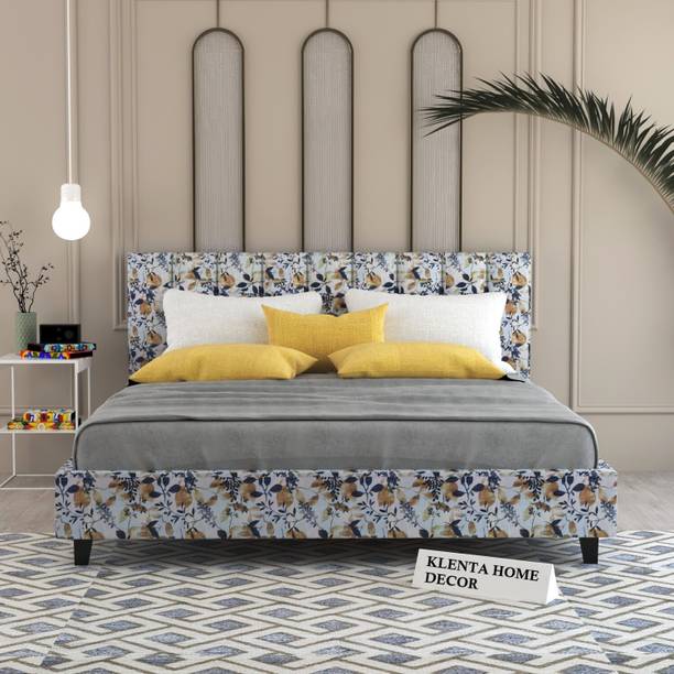 Klenta Home Decor Upholstered Queen Size Bed With Fabric Headboard For Bedroom/ Hotel/ Kids Room | Solid Wood Queen Bed