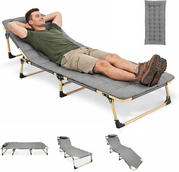 CAREOPETA Folding bed Single for adults camping and hiling recliner cot bed Metal Single Bed, 173 cm x 67 cm (5.68 ft x 2.2 ft)