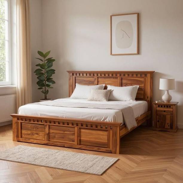 EASYWOOOD Sheesham Wood Bed for Bedroom/Hotel/Wooden Cot Solid Wood Queen Bed, 208 cm x 160 cm (6.82 ft x 5.25 ft)