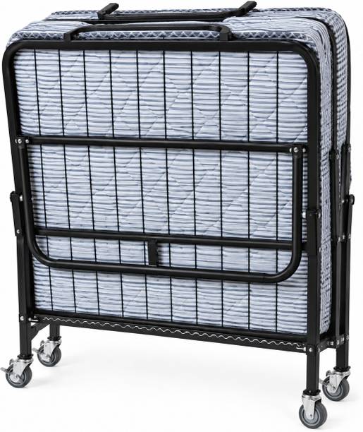 Velmora Elite Strong Rollaway Bed with Premium Quilted Mattress Metal Metal Single Bed, 182 cm x 91 cm (5.97 ft x 2.99 ft)