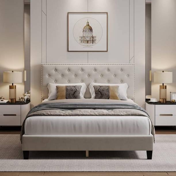 EWOOD Wooden King Bed Without Storage/Wooden Cot/Wooden Palaung/Wooden Bed For Bedroom Solid Wood King Bed, 205 cm x 187 cm (6.73 ft x 6.14 ft)