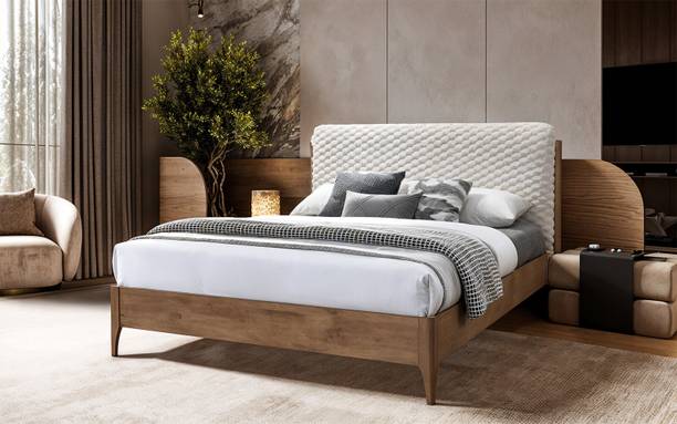 RoyalOak Royaloak Milan Italian Upholstered Solid Wood Queen Bed, 208 cm x 170 cm (6.82 ft x 5.58 ft)