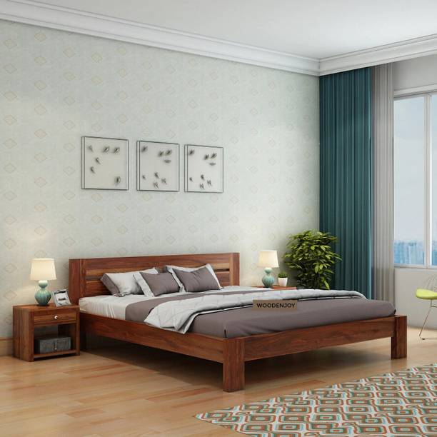 WOODENJOY Sheesham Wood Queen Bed/Wooden Cot/Wooden Bed Without Storage Bed For Bedroom Solid Wood Queen Bed