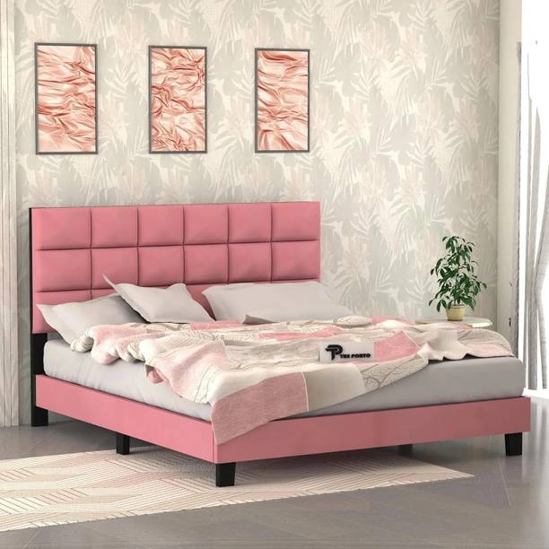 Manorekha Upholestery Premium Fabric Cot for Home Engineered Wood King Bed, 210 cm x 187 cm (6.89 ft x 6.14 ft)