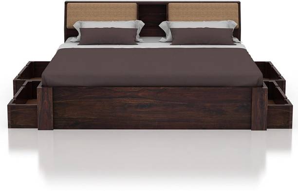Ganpati Arts Sheesham Wood Mayor Bed For Bedroom/Wooden Cot/Bed With Drawer Storage For Home Solid Wood Queen Drawer Bed