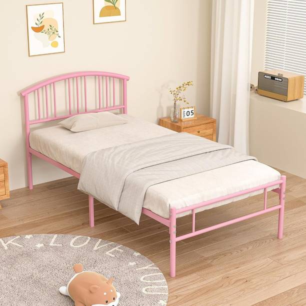 KTG Handicraft Metal Platform Bed with Headboard and Footboard, Heavy Duty Mattress. Metal King Bed, 198 cm x 129 cm (6.5 ft x 4.23 ft)
