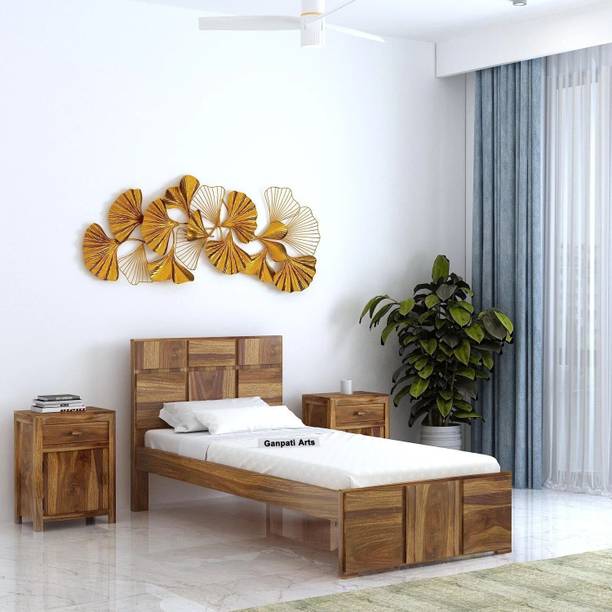 Ganpati Arts Scott Solid Sheesham Wood4Feet Bed With Box Storage For Bedroom/Kidsroom Solid Wood Single Bed, 210 cm x 99 cm (6.89 ft x 3.25 ft)