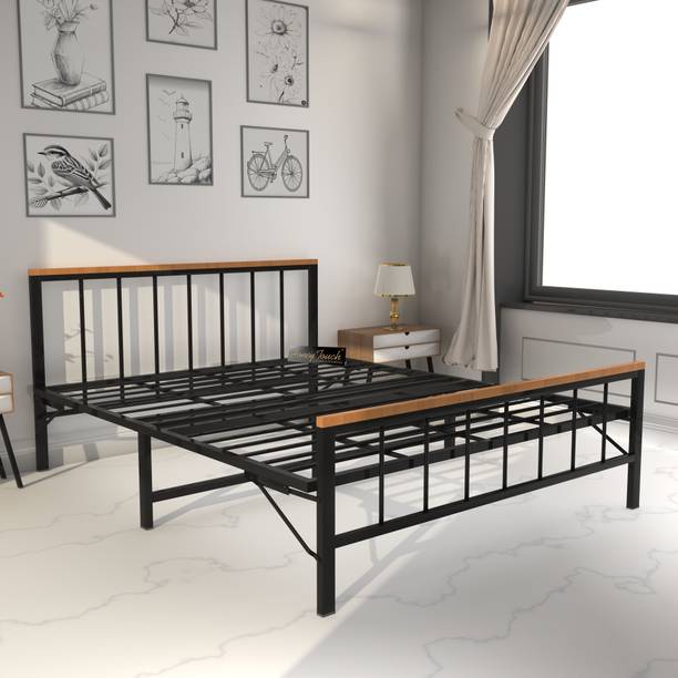 HoneyTouch Oslo Folding Queen Size Bed Without Mattress | Metal Queen Bed