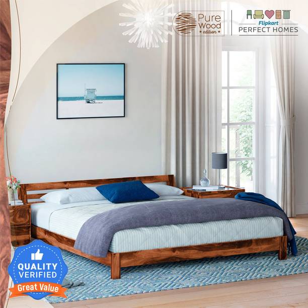 Perfect Pieces Sheesham (Rosewood) Bed for Bedroom Solid Wood King Bed, 208 cm x 190 cm (6.82 ft x 6.23 ft)