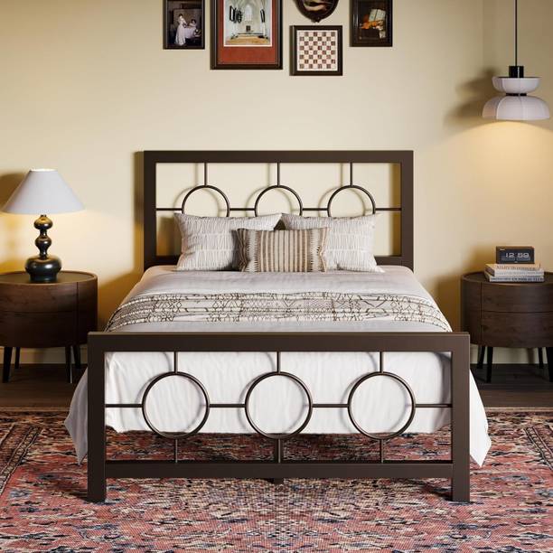 KTG Handicraft Metal Platform Bed with Headboard and Footboard, Heavy Duty Mattress. Metal King Bed, 198 cm x 129 cm (6.5 ft x 4.23 ft)