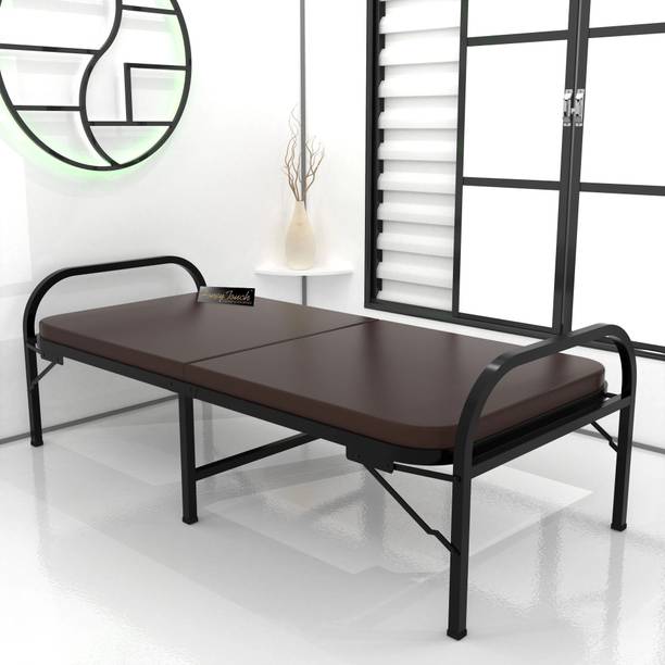 HoneyTouch Atlas Folding Bed Single with Mattress | No Assembly Required| Metal Single Bed, 182 cm x 91 cm (5.97 ft x 2.99 ft)