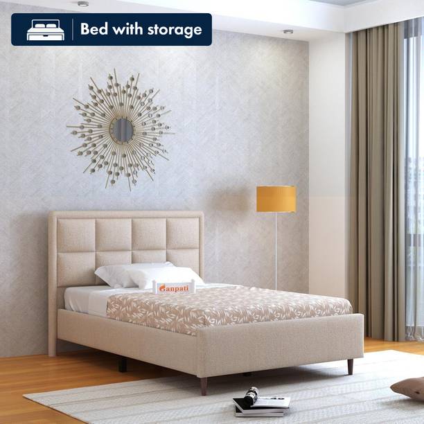 Ganpati Arts Wooden Louis Upholstered Single Bed Without Storage/Wooden Cot Engineered Wood Single Bed, 198 cm x 137 cm (6.5 ft x 4.49 ft)