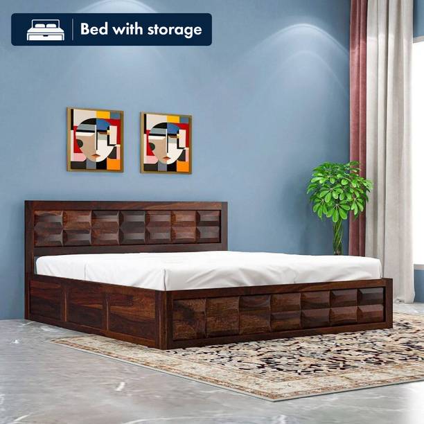 CLANECRAFT Solid Sheesham Wood Queen Size Bed Without Mattress For Bedroom/Hotel | Solid Wood Queen Box Bed, 205 cm x 157 cm (6.73 ft x 5.15 ft)