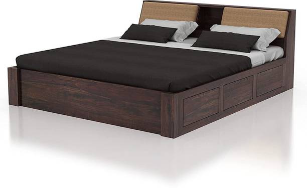Ganpati Arts Sheesham Mayor Queen Bed for Bedroom/Home/Hotel/LivingRoom Hydraulic Storage Solid Wood Queen Hydraulic Bed