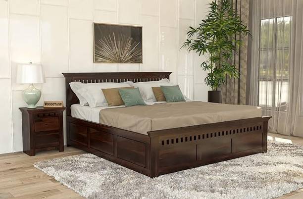 WOODSTAGE Sheesham Wood Armania King Size Bed with Hydraulic Storage for Bedroom Solid Wood King Hydraulic Bed
