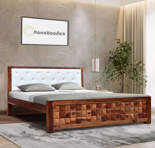 MoonWooden Bed Without Storage Wooden Double Bed Solid Wood Queen Bed