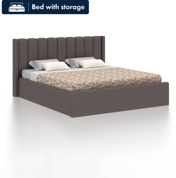 Ganpati Arts Wooden Upholstered Bed with Tufted Headboard/Wooden Cot/Palaung For Bedroom Engineered Wood King Box Bed, 205 cm x 198 cm (6.73 ft x 6.5 ft)