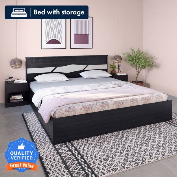 Interio by Godrej Restomagic Dual Mattress + Arcadia Engineered Wood King Hydraulic Bed, 213.5 cm x 188.4 cm (7.0 ft x 6.18 ft)