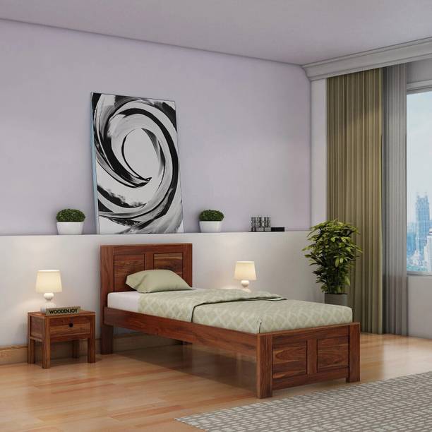 WOODENJOY Sheesham Wood Single Bed/Wooden Single Cot/Wooden Single Bed Without Storage Solid Wood Single Bed