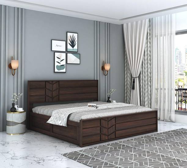 AakroCrafts Solid Wood Box Storage Bed/Solid Wood Cot/Palang/Wooden Double Bed Solid Wood Queen Box Bed, 210.82 cm x 165.1 cm (6.92 ft x 5.42 ft)
