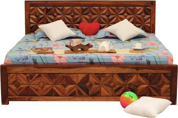 rf royal finish Neo-Floresque King Size(72"x78") Without Storage,12-Month Warranty,Natural Solid Wood King Bed