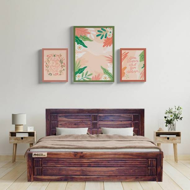 Meera Handicraft bed solid sheesham wood in queen size Delivery Condition - DIY(Do-It-Yourself)) Solid Wood Queen Box Bed
