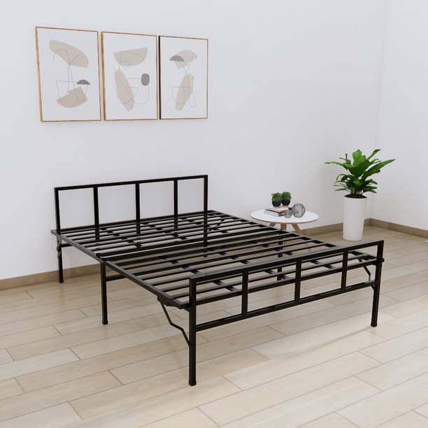 ARLAVYA Premium Powder coated Queen Folding Metal Bed 6.5ft x 5 ft | 2 Years Warranty | Metal Queen Bed