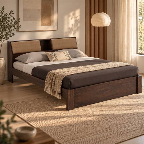 Ganpati Arts Mayor Without Storage Sheesham Wood Bed/Cot | Solid Wood Queen Bed, 223.52 cm x 157.48 cm (7.33 ft x 5.17 ft)