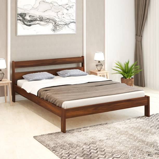BLUEWUD Roverb Queen Size Double Bed Without Storage for Bedroom Home Furniture Engineered Wood Queen Bed