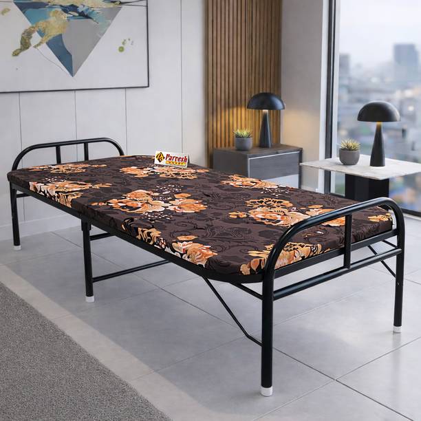 PS PARVEHS SMART Mattress bed brown 3ft Metal Single Bed, 182.88 cm x 92 cm (6.0 ft x 3.02 ft)