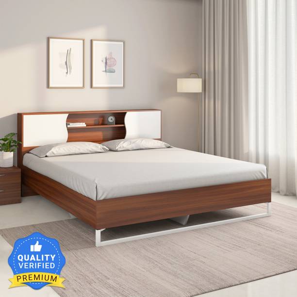 Nilkamal Malcom Meta without Storage | Headboard Storage | 1 Year Warranty Engineered Wood Queen Bed