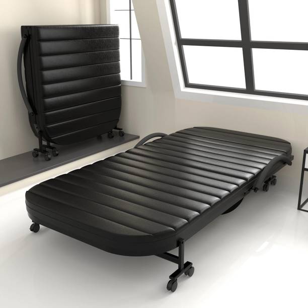 HoneyTouch Xyra Rollaway Bed with Wheels Single Bed-Orthopedic Tri Layer Mattress Metal Single Bed, 190 cm x 91 cm (6.23 ft x 2.99 ft)