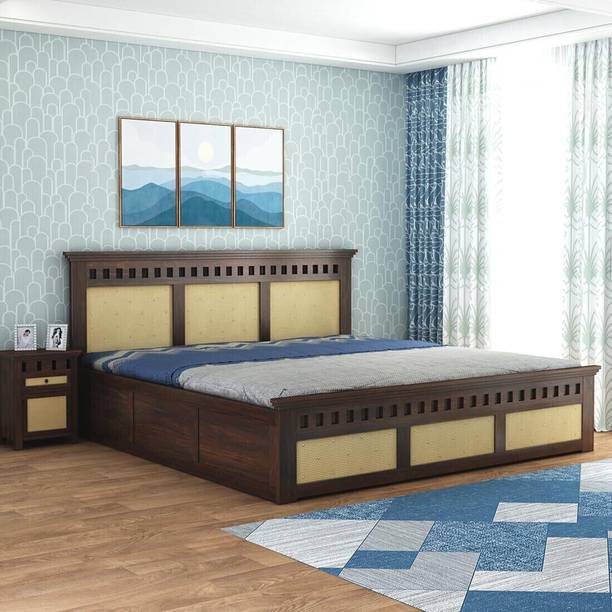 SAVITRIDECOR Sheesham Wood Bed For Bedroom/Wooden Cot/Palaung/Bed With Box Storage For Home Solid Wood King Box Bed