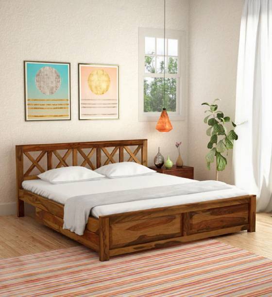 Allie Wood Rosewood (Sheesham) Solid Wood King Drawer Bed