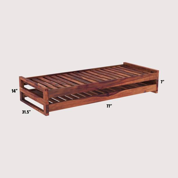hunarmonkh Solid Wood Modified Antique Styled Low height Convertible without Mattress Solid Wood Queen Bed