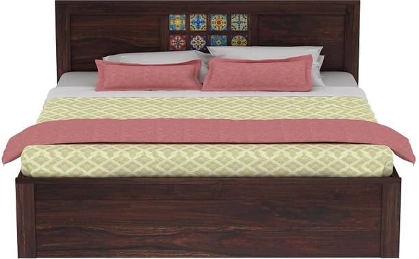 WOODENJOY Sheesham Wood Bed/Wooden Queen Bed/Wooden Bed/Cot With Box Storage For Home Solid Wood Queen Box Bed